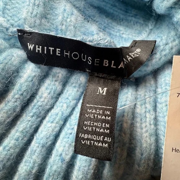 White House Black Market Light Blue Cable Knit Turtleneck Sweater - Picture 3 of 8